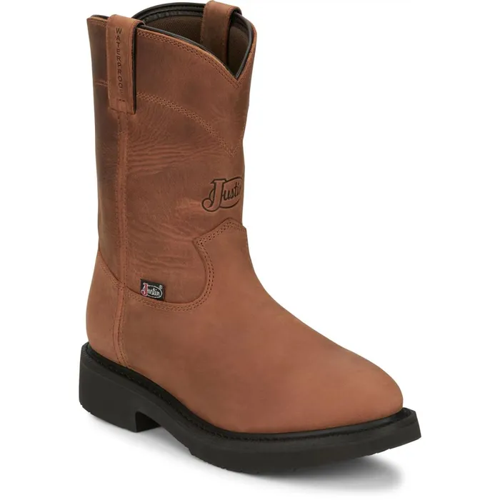 MEN RoundUp 10034 Waterproof Aged Bark Justin Boots Work