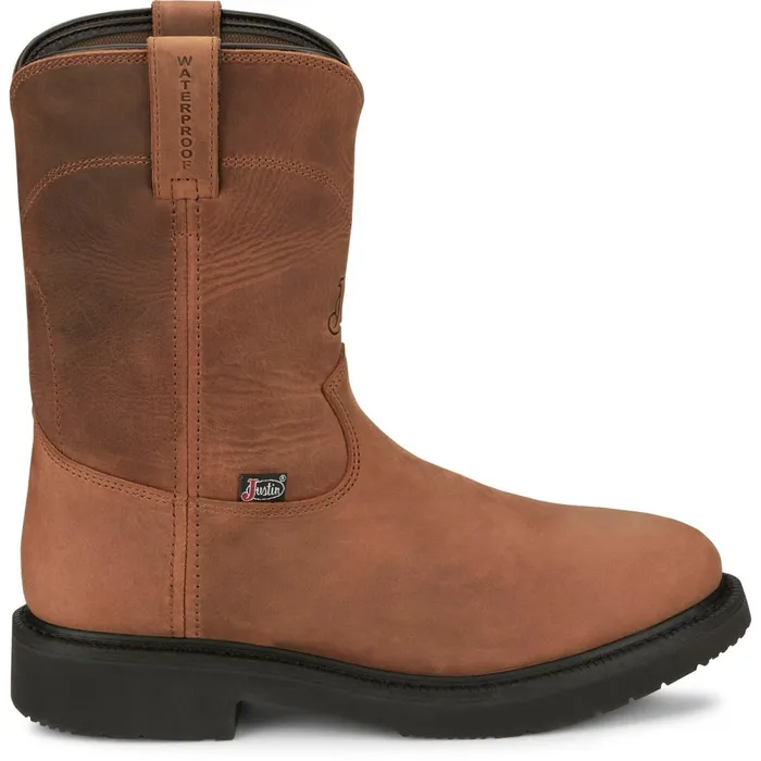 MEN RoundUp 10034 Waterproof Aged Bark Justin Boots Work