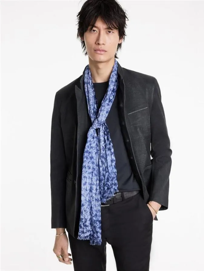 Men Scarves and Ties John Varvatos ASCAN TIE DYE SCARF Blue Mist