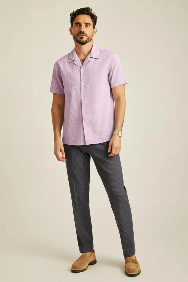 Men Seersucker Cabana Shirt Pastel Lilac Bonobos Short Sleeve Shirts