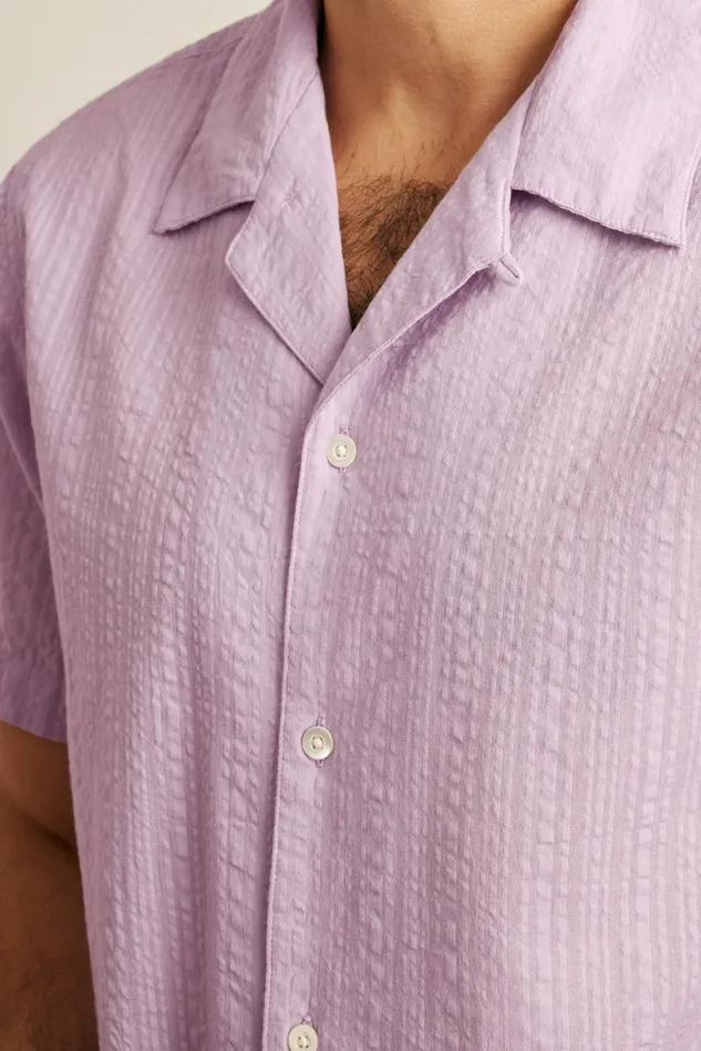 Men Seersucker Cabana Shirt Pastel Lilac Bonobos Short Sleeve Shirts