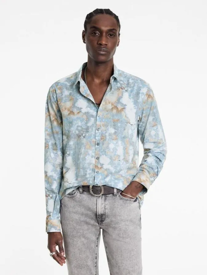 Men Shirts John Varvatos BUCKS SHIRT Blue Mist