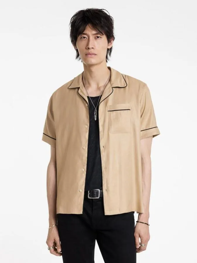 Men Shirts John Varvatos CAMPOS SHIRT Light Khaki