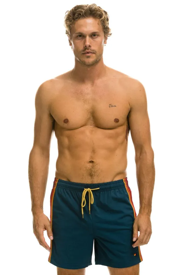 Men Shorts Aviator Nation 5 Stripe Flex Shorts 8211 Deep Ocean