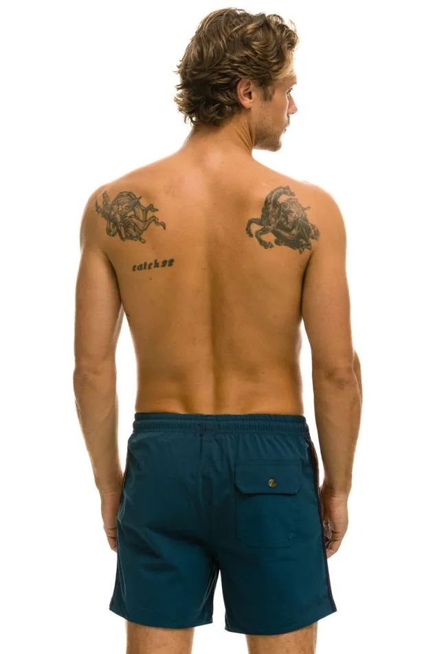 Men Shorts Aviator Nation 5 Stripe Flex Shorts 8211 Deep Ocean