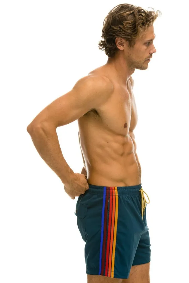 Men Shorts Aviator Nation 5 Stripe Flex Shorts 8211 Deep Ocean