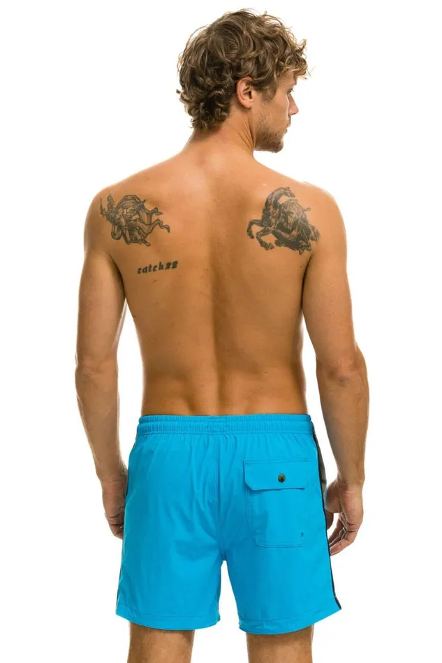 Men Shorts Aviator Nation 5 Stripe Flex Shorts 8211 Neon Blue