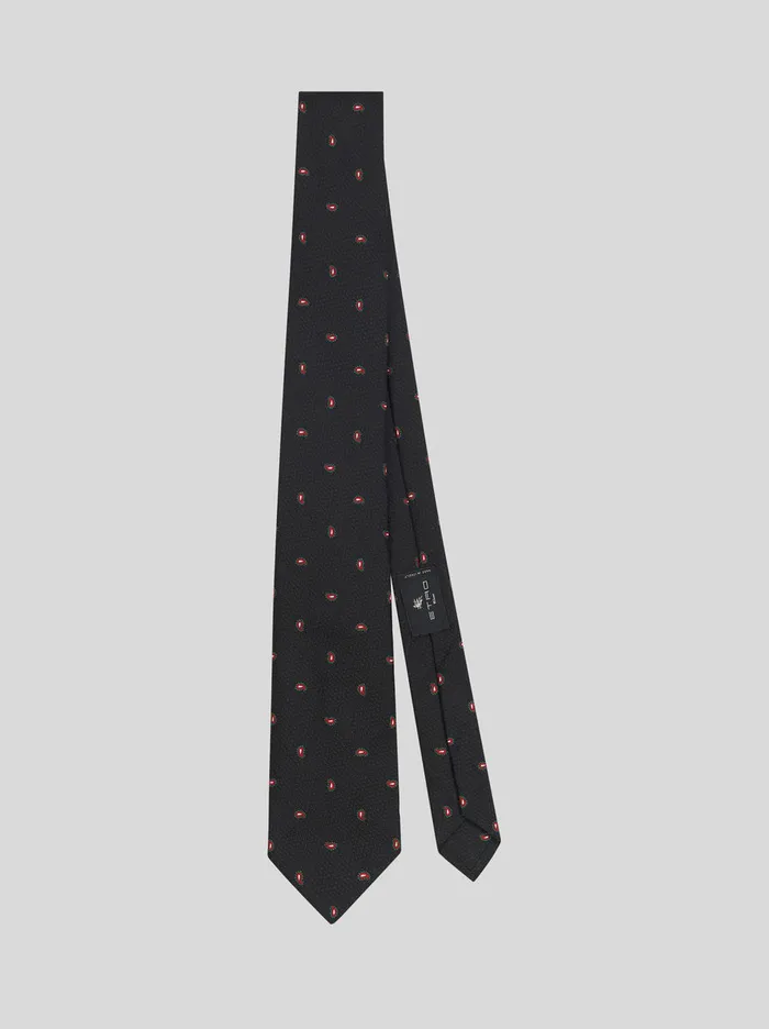 Men Silk Tie With Micro Paisley Etro Ties And Pocket Squares