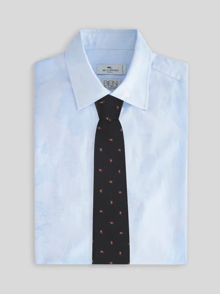 Men Silk Tie With Micro Paisley Etro Ties And Pocket Squares