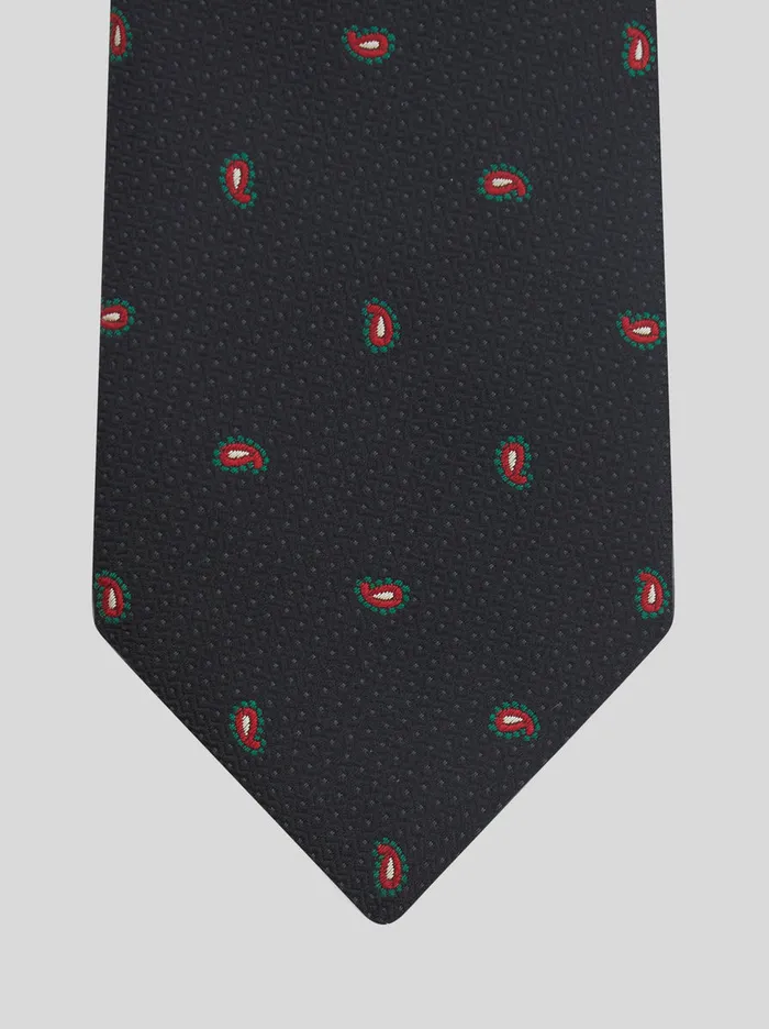 Men Silk Tie With Micro Paisley Etro Ties And Pocket Squares