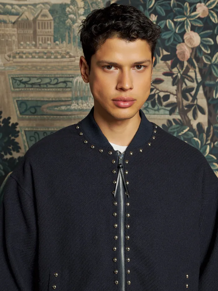 Men Sister Jane Jackets Milo Studded Bomber Jacket Navy Blue