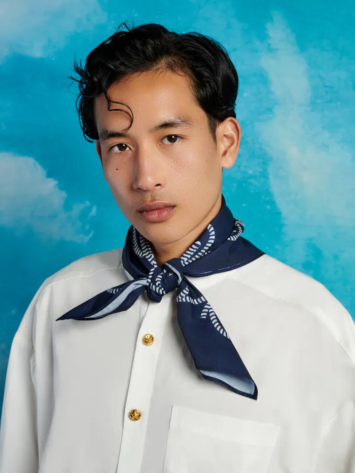 Men Sister Jane Saloon Printed Scarf Navy Blue