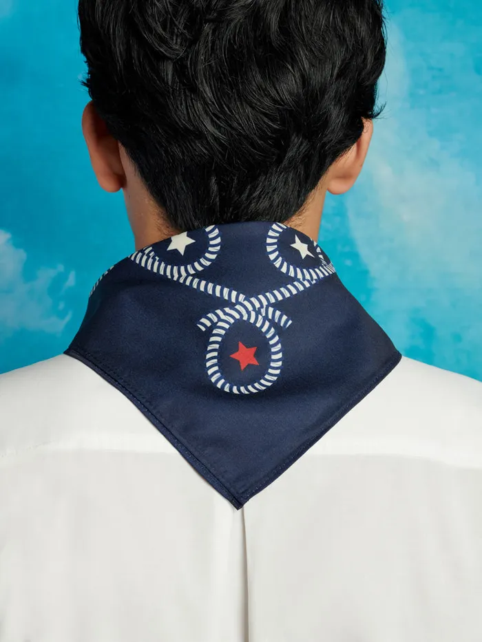 Men Sister Jane Saloon Printed Scarf Navy Blue