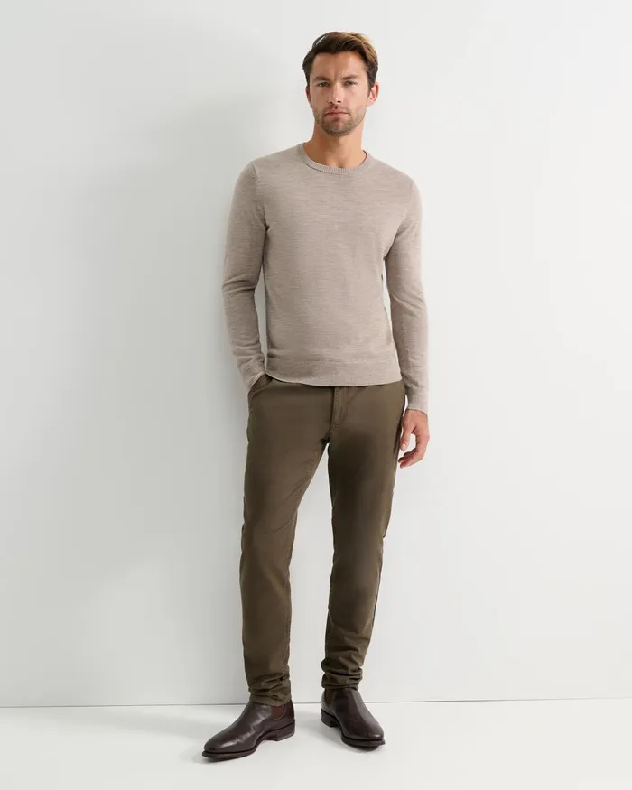 Men Sportscraft Knitwear Merino Crew Neck Knit Birch