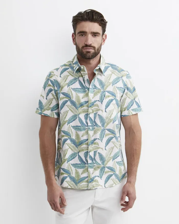 Men Sportscraft Shirts Howard Short Sleeve Cotton Shirt Whitemulti