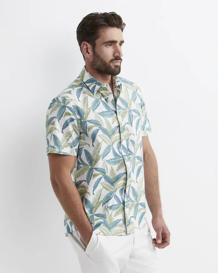 Men Sportscraft Shirts Howard Short Sleeve Cotton Shirt Whitemulti