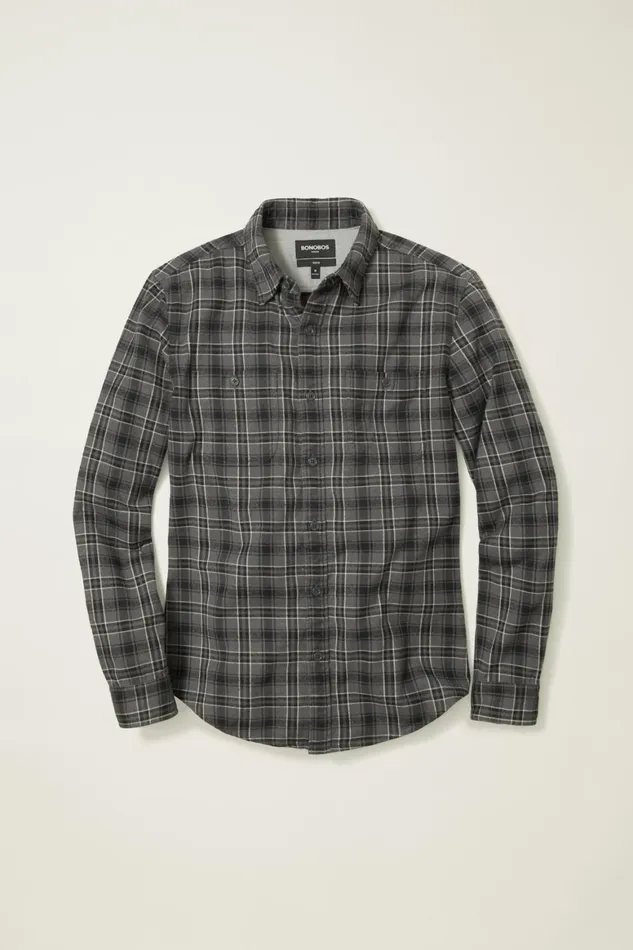 Men Stretch Flannel Shirt Cody Plaid Bonobos Casual Shirts