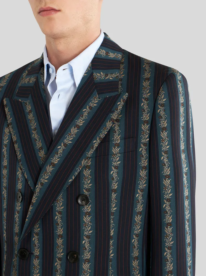 Men Striped DoubleBreasted Jacquard Jacket Etro Jackets