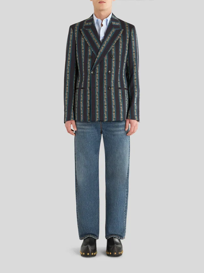 Men Striped DoubleBreasted Jacquard Jacket Etro Jackets