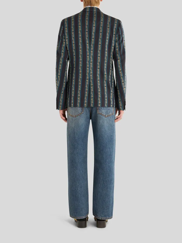 Men Striped DoubleBreasted Jacquard Jacket Etro Jackets