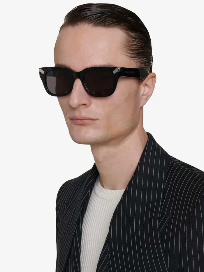 Men Sunglasses Alexander McQueen Punk Rivet Square Sunglasses Blacksmoke