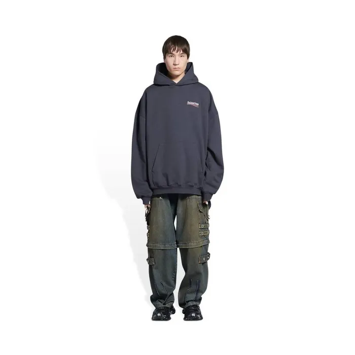 Men Sweatshirts and Hoodies Balenciaga Political Campaign Hoodie Large Fit In Grey Men Sweatshirts and Hoodies Balenciaga Political Campaign Hoodie Large Fit In Grey