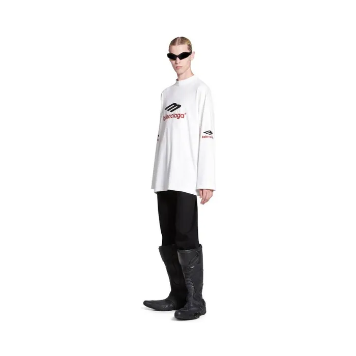 Men Tshirts Balenciaga 3b Sports Icon Long Sleeve Tshirt Oversized In Whiteblackred Men Tshirts Balenciaga 3b Sports Icon Long Sleeve Tshirt Oversized In Whiteblackred
