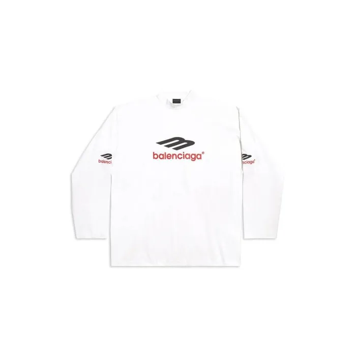 Men Tshirts Balenciaga 3b Sports Icon Long Sleeve Tshirt Oversized In Whiteblackred