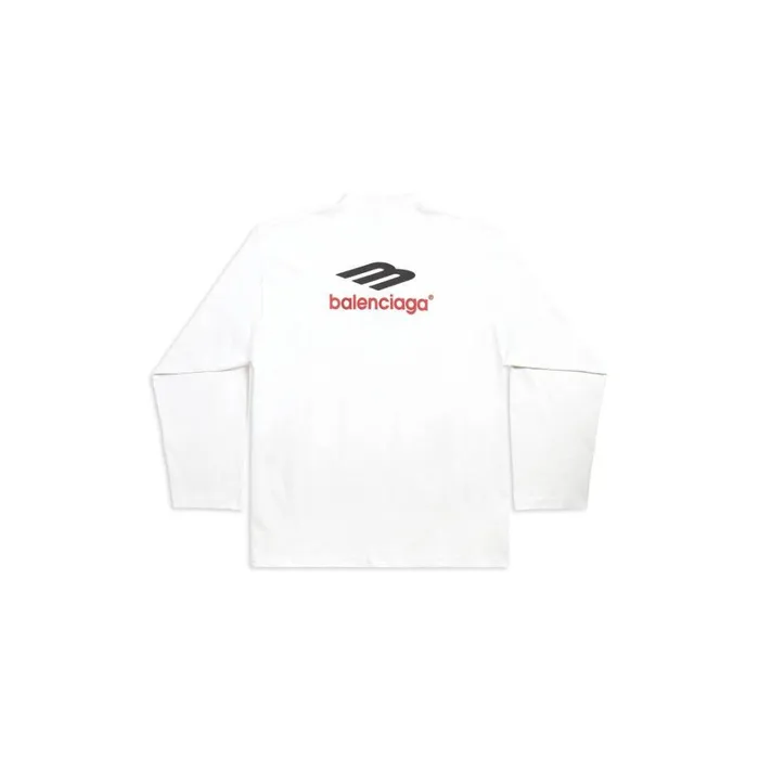 Men Tshirts Balenciaga 3b Sports Icon Long Sleeve Tshirt Oversized In Whiteblackred
