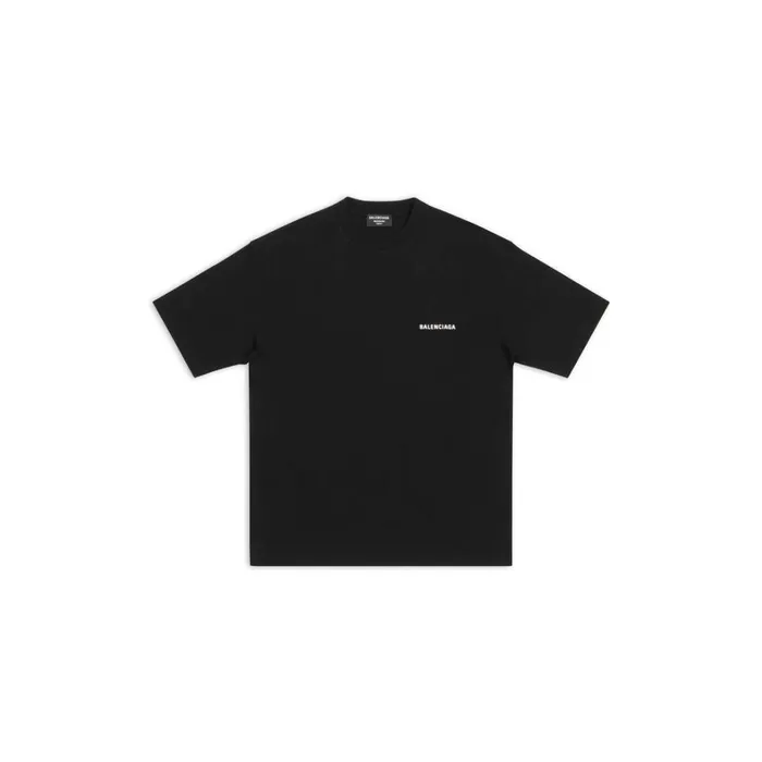Men Tshirts Balenciaga Logo Tshirt Medium Fit In Black