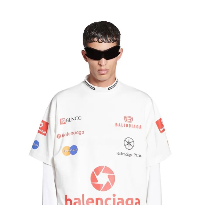 Men Tshirts Balenciaga Top League Tshirt Oversized In White