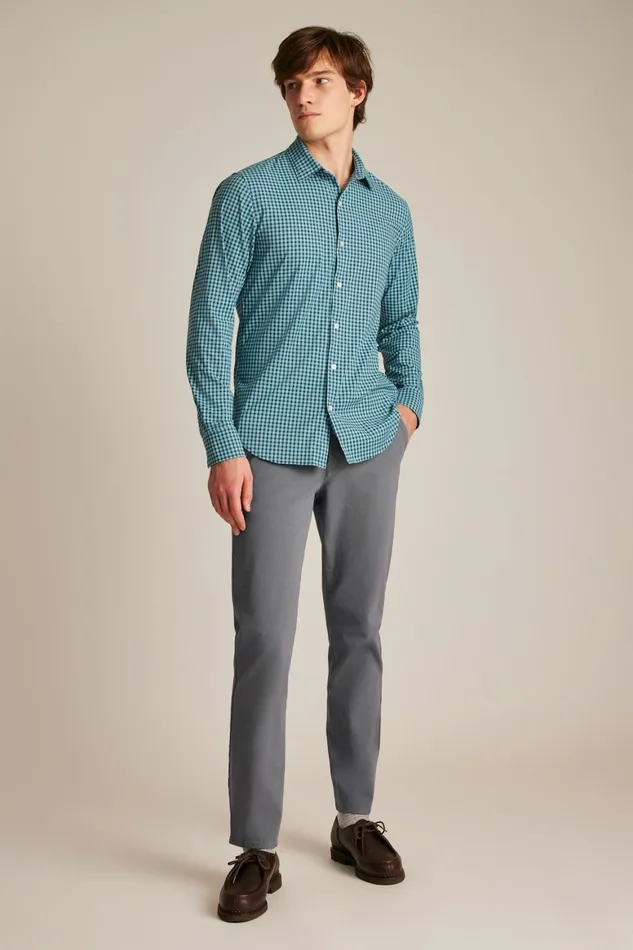 Men Tech Button Down Shirt Blue Navy Plaid Bonobos Casual Shirts