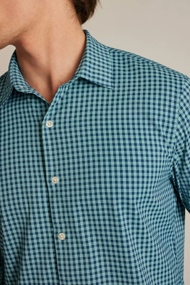 Men Tech Button Down Shirt Blue Navy Plaid Bonobos Casual Shirts