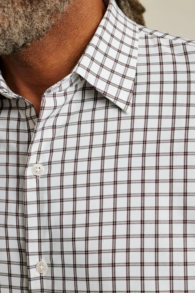 Men Tech Button Down Shirt Burgundy Zander Plaid Bonobos Casual Shirts
