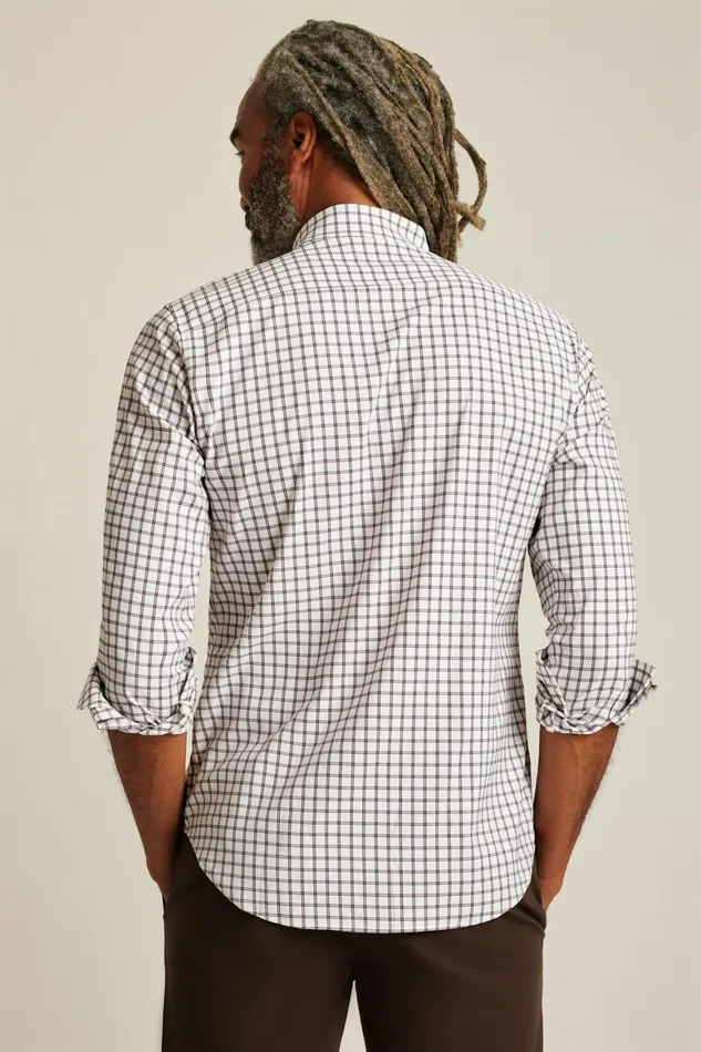 Men Tech Button Down Shirt Burgundy Zander Plaid Bonobos Casual Shirts