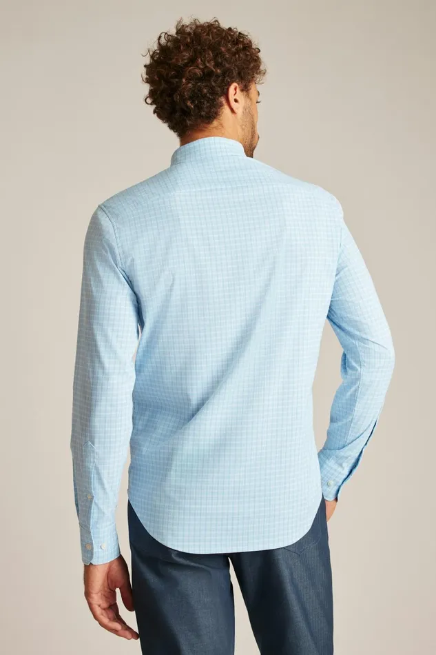 Men Tech Button Down Shirt Ice Blue Plaid Bonobos Casual Shirts