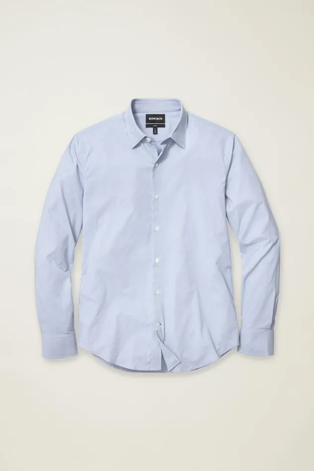Men Tech Button Down Shirt Lilac Lombard Plaid Bonobos Casual Shirts