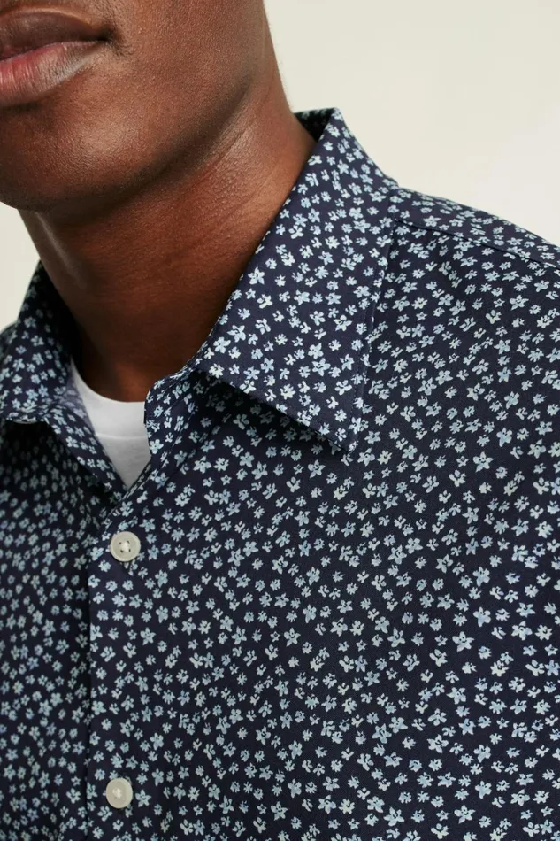 Men Tech Button Down Shirt Navy Petra Floral Bonobos Casual Shirts