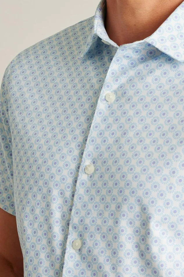 Men Tech Short Sleeve Shirt Galaxy Blue Sunflower Geo Bonobos Short Sleeve Shirts