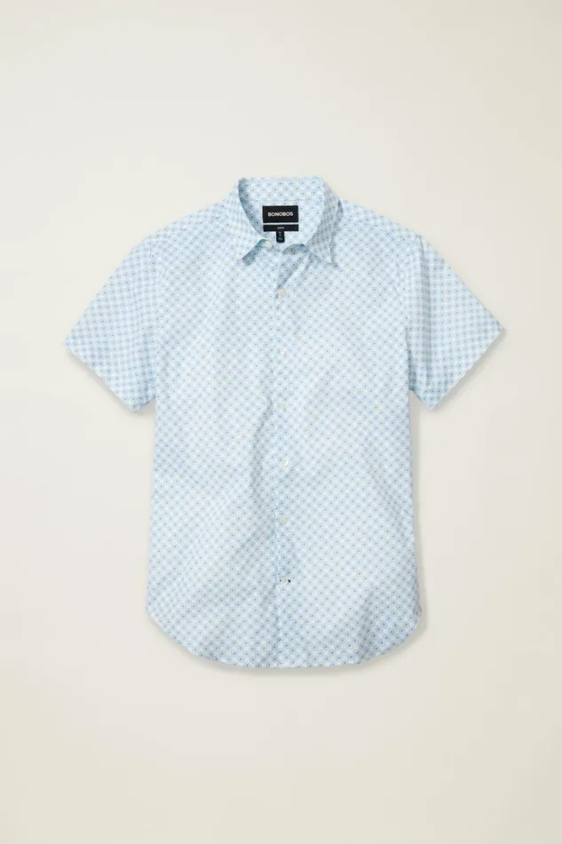 Men Tech Short Sleeve Shirt Galaxy Blue Sunflower Geo Bonobos Short Sleeve Shirts