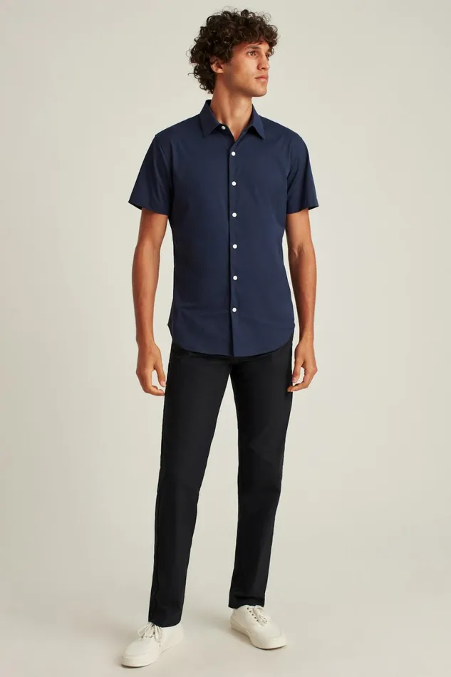 Men Tech Short Sleeve Shirt Navy Bonobos Short Sleeve Shirts