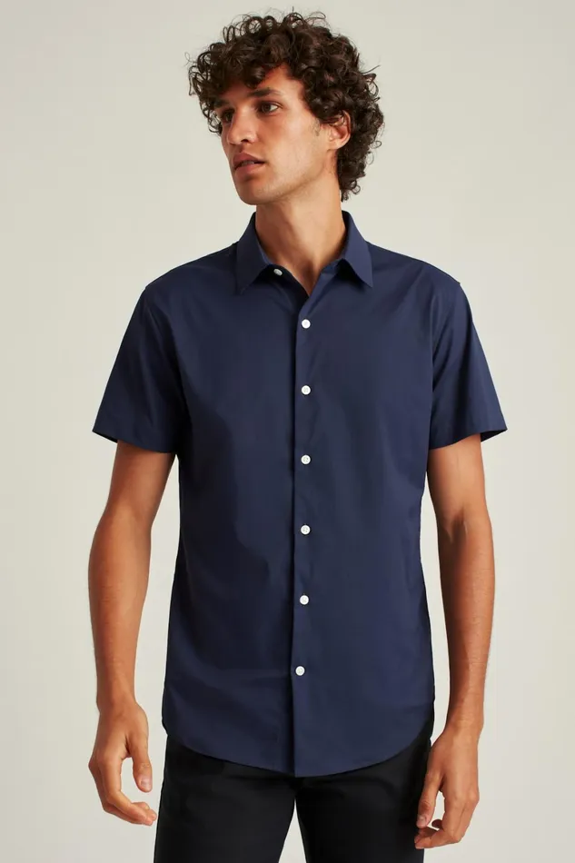 Men Tech Short Sleeve Shirt Navy Bonobos Short Sleeve Shirts