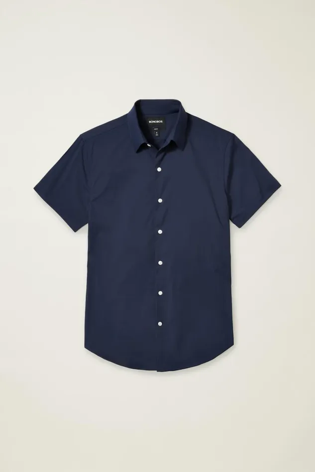 Men Tech Short Sleeve Shirt Navy Bonobos Short Sleeve Shirts