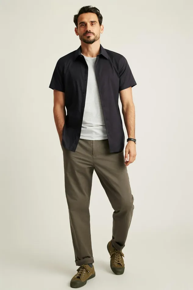 Men Tech Short Sleeve Shirt Solid Jet Black Bonobos Short Sleeve Shirts
