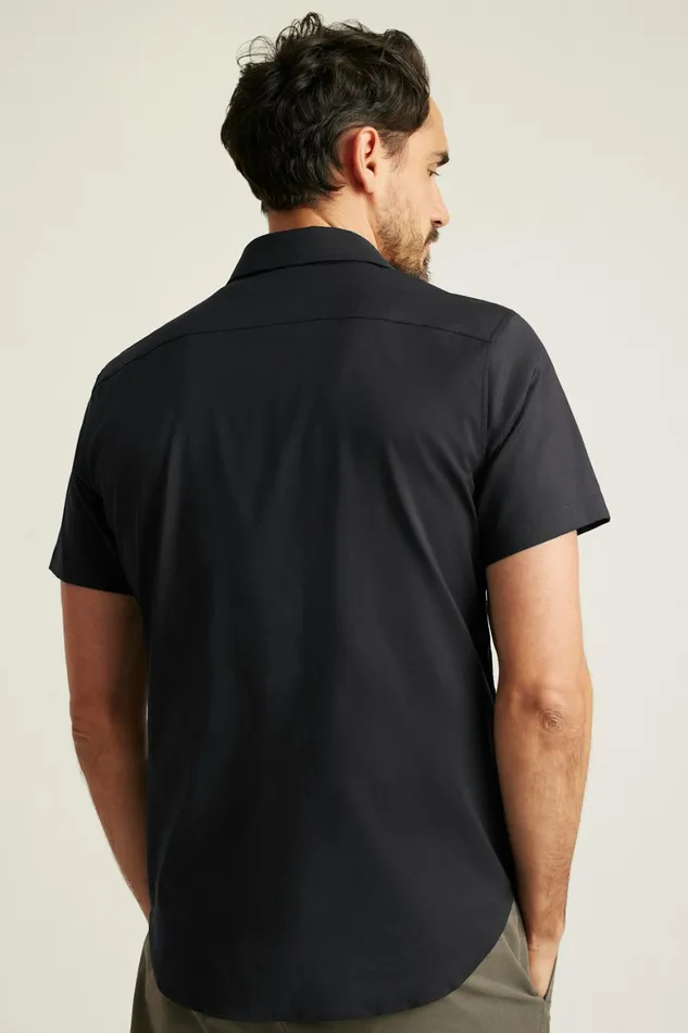 Men Tech Short Sleeve Shirt Solid Jet Black Bonobos Short Sleeve Shirts