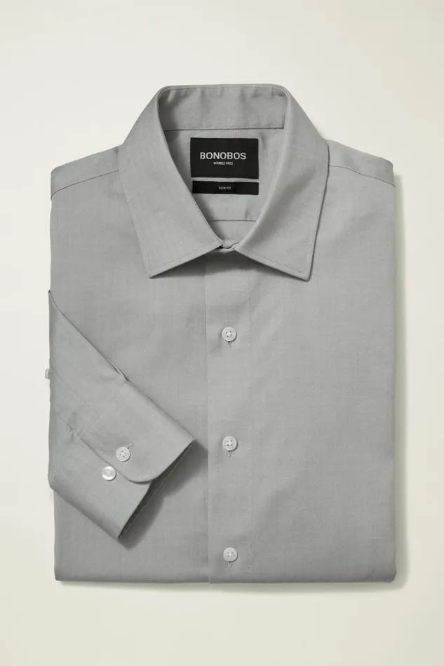 Men The Desk To Dinner Shirt Grey Herringbone Bonobos Business Casual Shirts