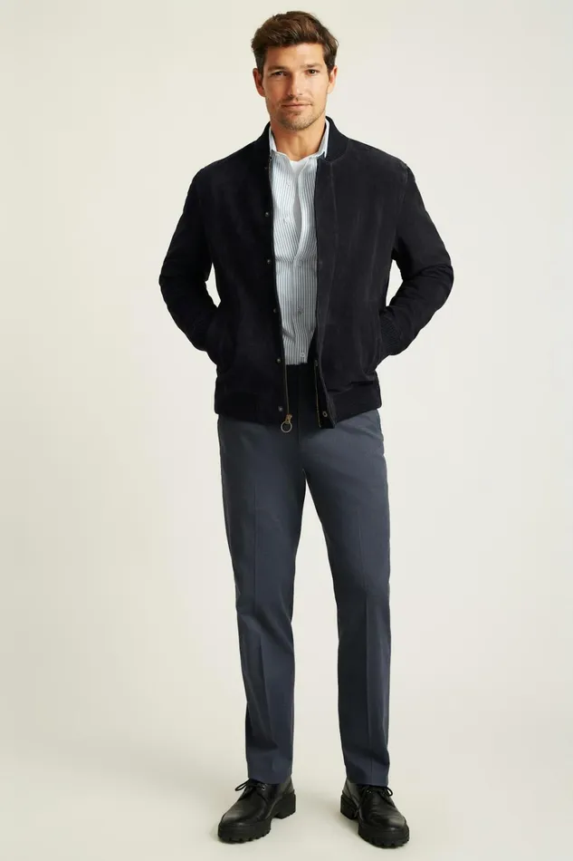 Men The Suede Bomber Jacket Navy Bonobos Bombers