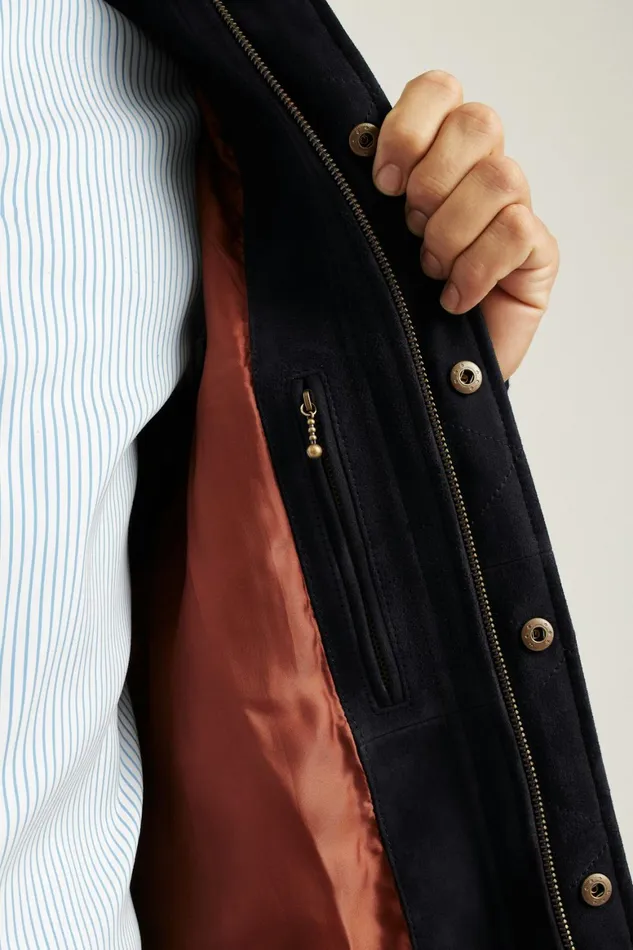 Men The Suede Bomber Jacket Navy Bonobos Bombers
