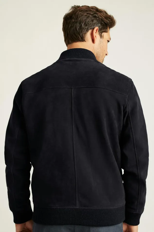 Men The Suede Bomber Jacket Navy Bonobos Bombers