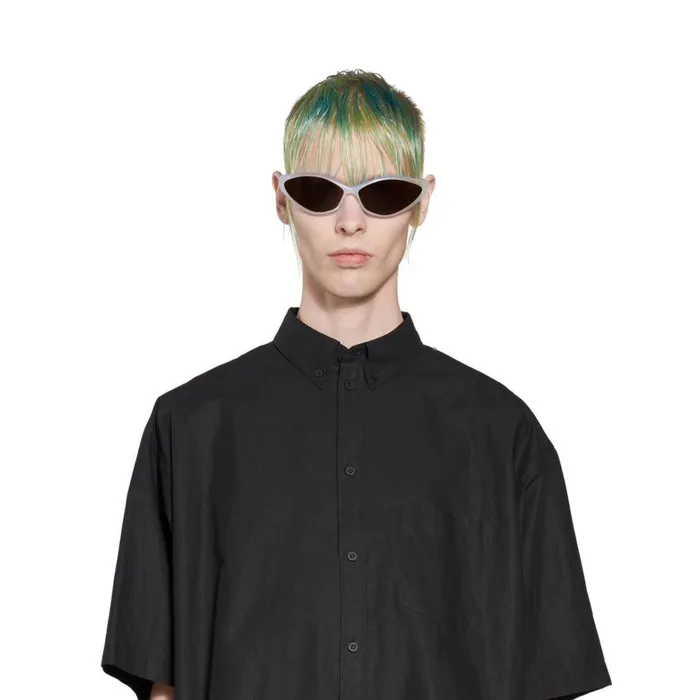Men Tops and Shirts Balenciaga Tape Type Short Sleeve Shirt Large Fit In Black